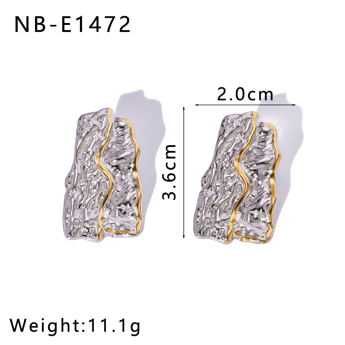Geometric Stainless Steel Earrings with 18K Gold Plating, Bowknot Texture and Irregular Folded Design for Women