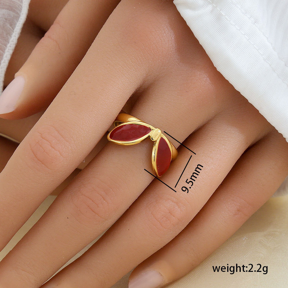 Minimalist Geometric Stainless Steel Gold-Plated Adjustable Open Ring for Women