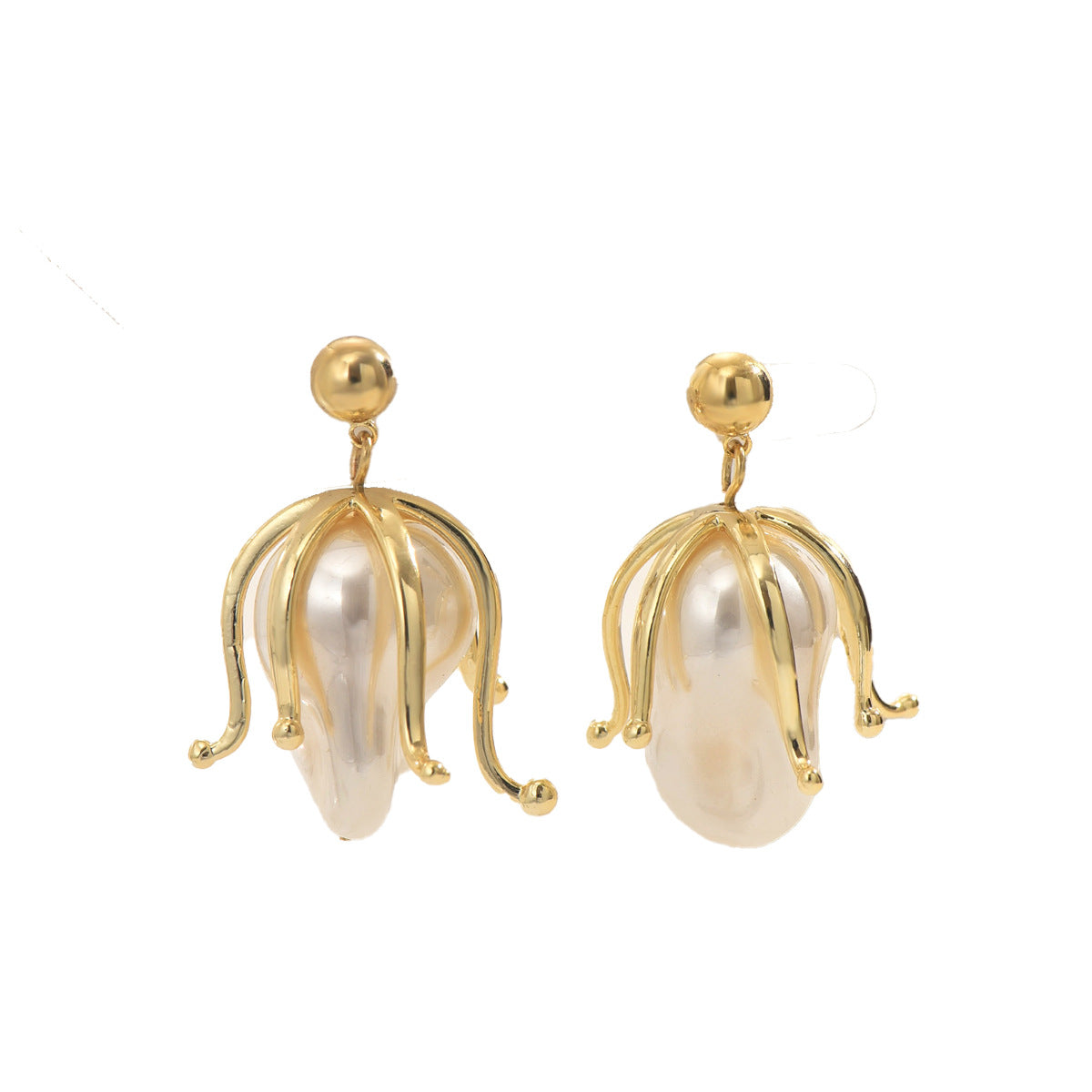 Orecchini a perno da donna in stile barocco minimalista con intarsio di perle geometriche in lega di zinco di lusso