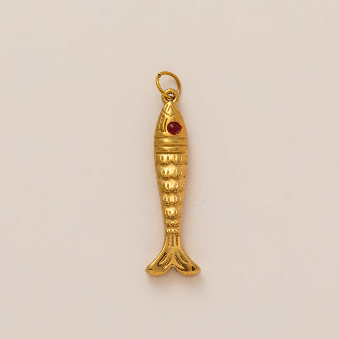 Vintage 18K Gold Plated Stainless Steel Marine Life DIY Charm Bar Pendant with Red Eye PVD Coating