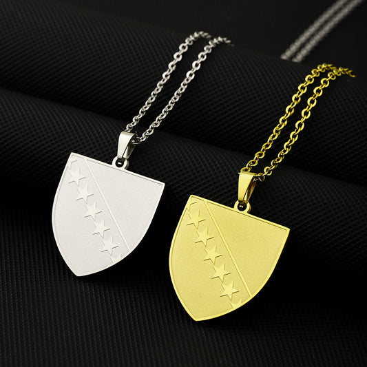 Collana Pendente Geometrica alla Moda in Acciaio Inossidabile con Charm in Acciaio al Titanio e Finitura Galvanica Sottovuoto, Unisex