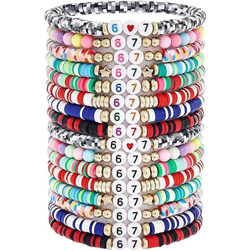 Casual Number Letter Resin Bracelet Unisex Jewelry Gift