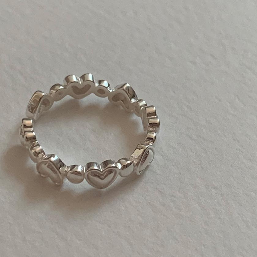 Minimalist Heart-Shaped S925 Sterling Silver Ring with Plated Finish for Women