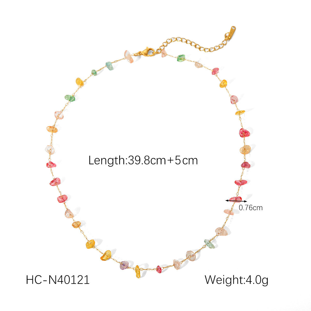 Minimalist Geometric Stainless Steel Plated Necklace for Women with Natural Stone Beads Fashionable Clavicle Chain