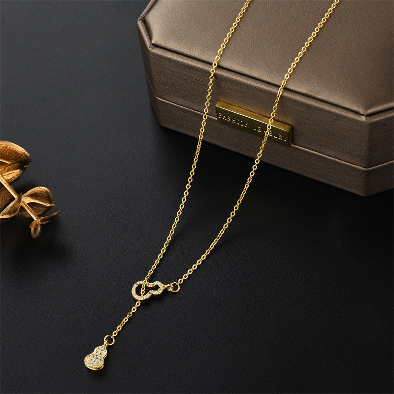 Minimalist Titanium Steel Electroplated Round Bead Chain Necklace for Women
