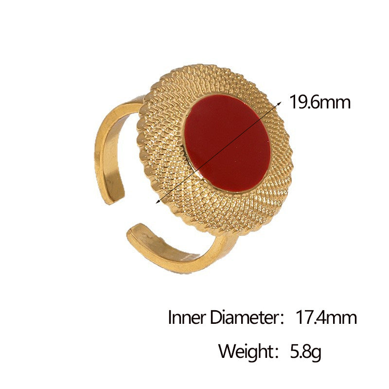 Vintage French Minimalist Geometric Open Ring 18K Gold Plated Stainless Steel Jewelry for Women