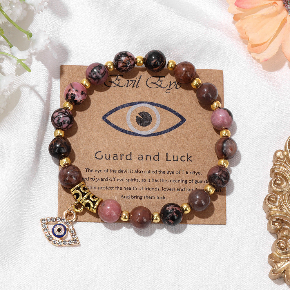 Minimalist Geometric Evil Eye Rhinestone Beaded Bracelet Unisex Yoga Energy Jewelry