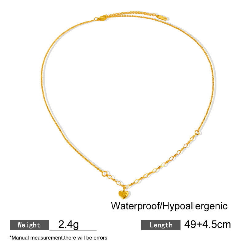 Irregular Heart Geometric Titanium Steel Plated Necklace Unisex Casual Pendant
