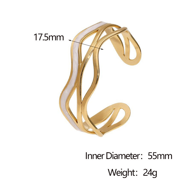 Minimalist Stainless Steel Bracelet with 18K Gold Plating, Geometric Round Design, Hypoallergenic Luxury Fashion Accessory