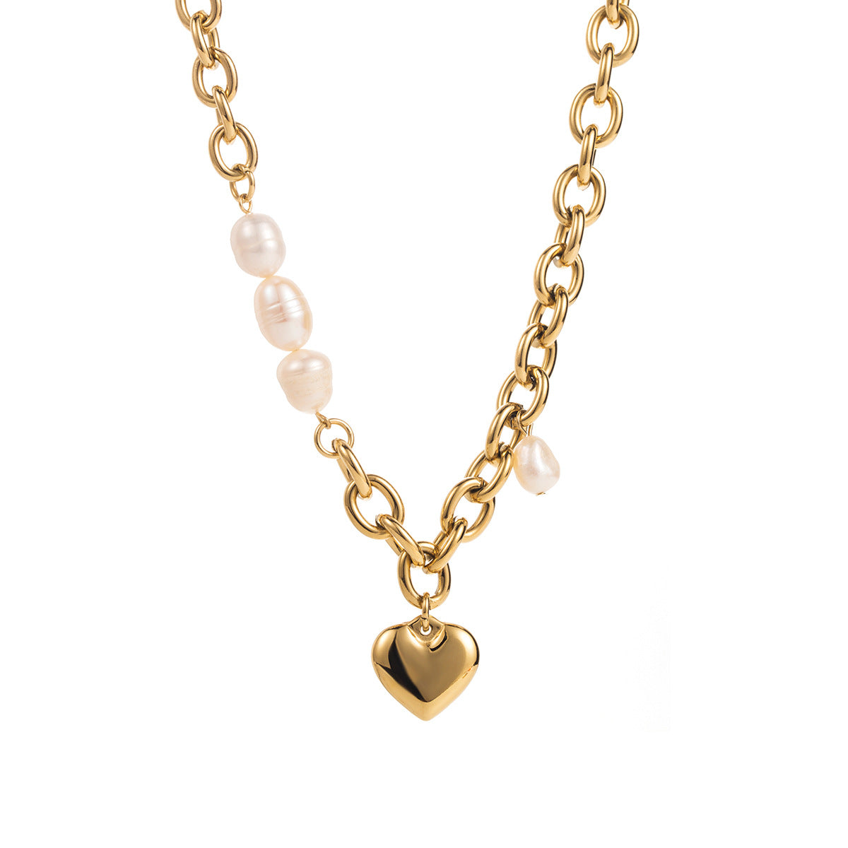 Collana placcata in acciaio inossidabile a forma di cuore, dolce e grintosa, da donna, con estetica minimalista e design a catenina sottile all'altezza della clavicola