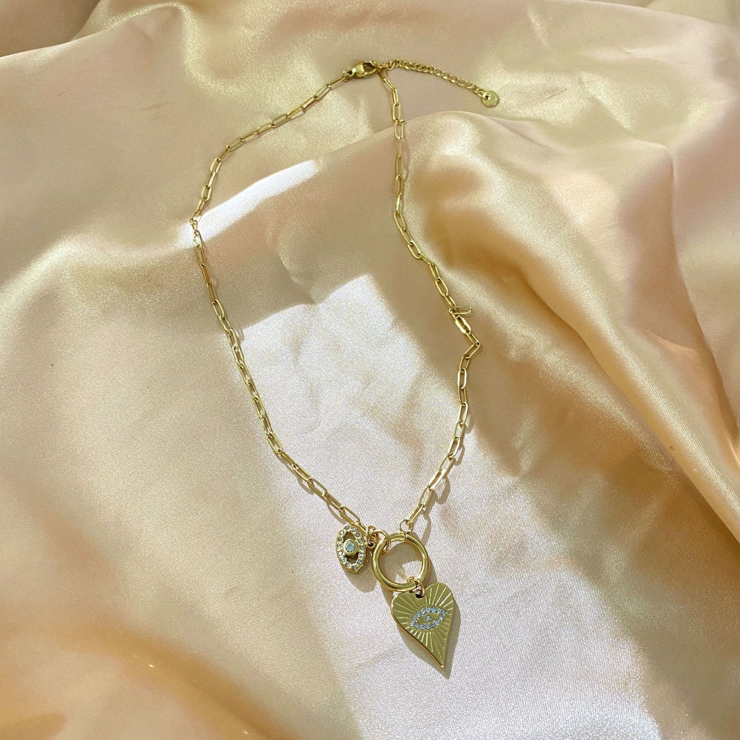 Unique Heart Evil Eye Stainless Steel Necklace