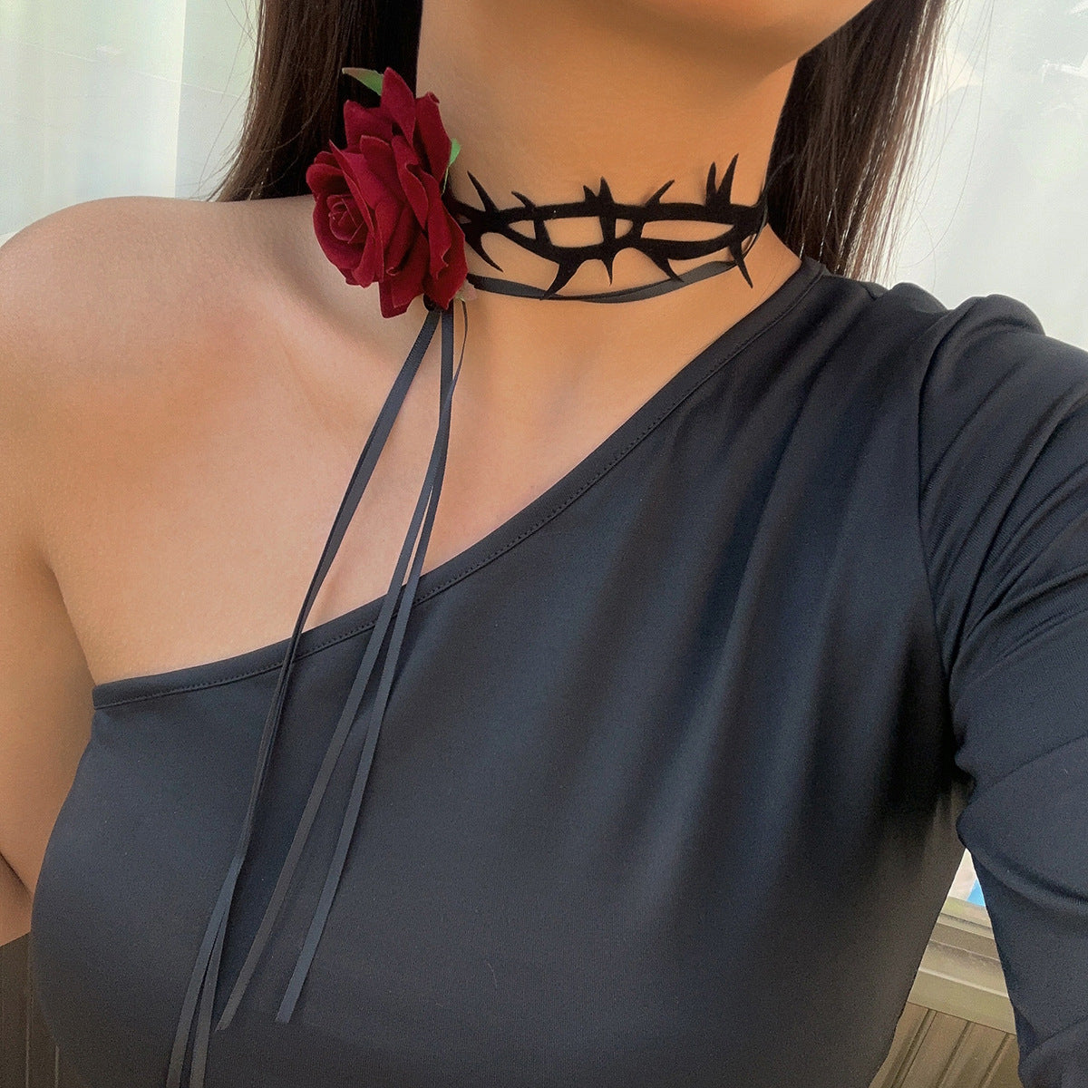 Elegant Floral Velvet Rose Choker Necklace for Women