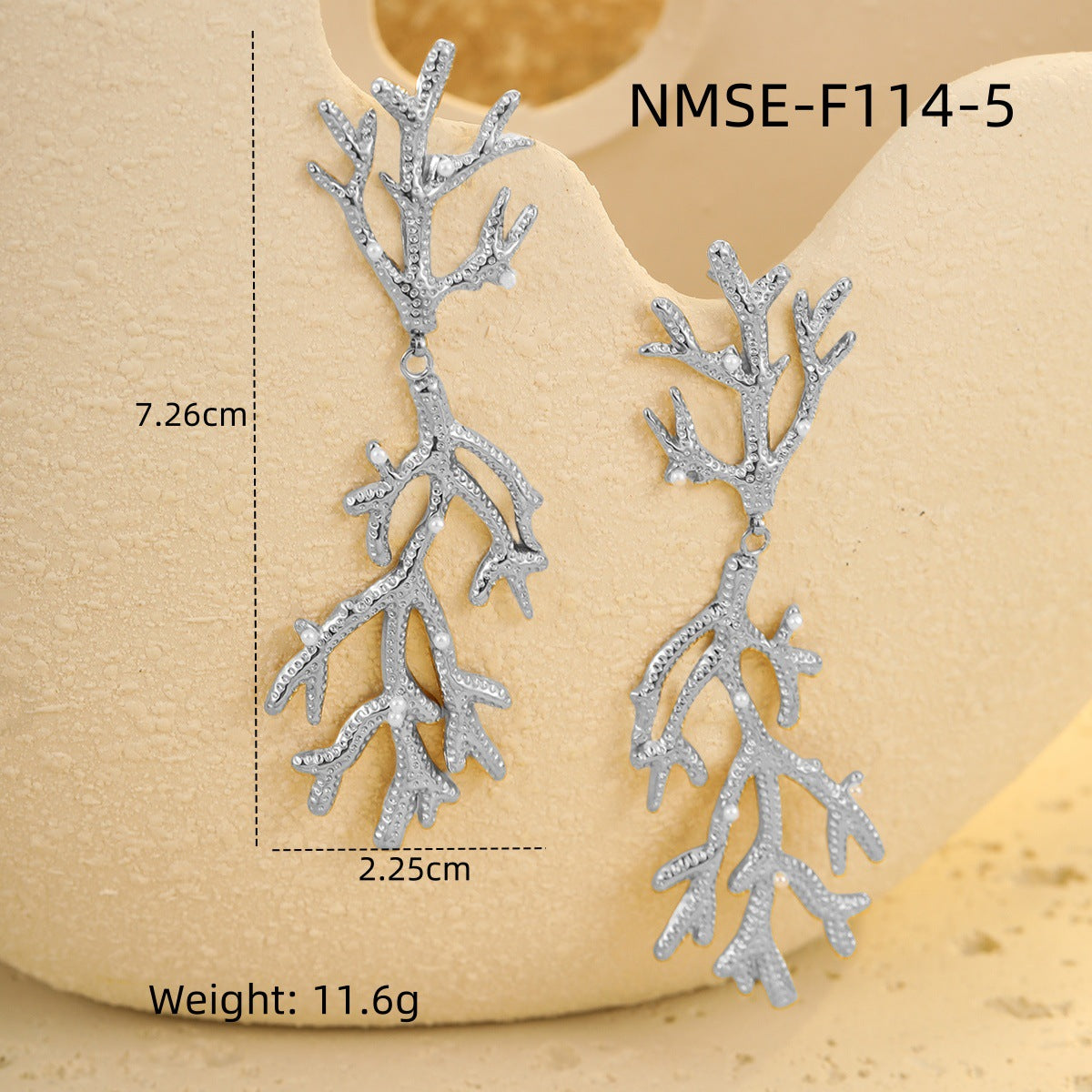 Pendientes de acero inoxidable de moda con forma de estrella de mar y coral con acabado chapado para mujer