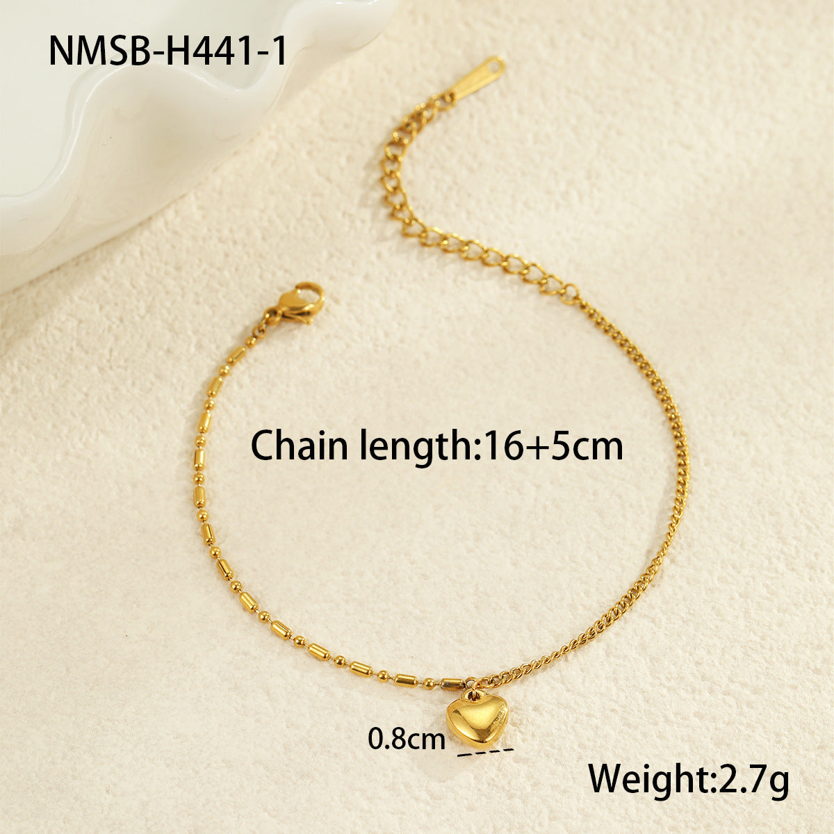 Pulsera minimalista de acero de titanio con forma de corazón para mujer con acabado chapado, accesorio de moda de acero inoxidable
