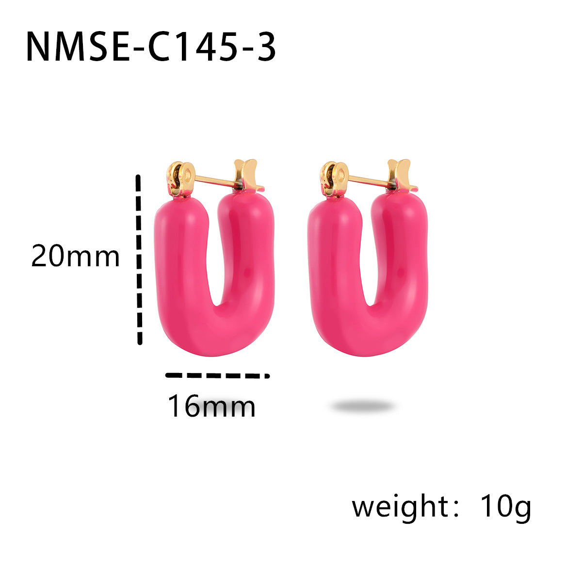 Pendientes franceses vintage de esmalte en forma de U de acero titanio para mujer, diseño irregular minimalista, joyería de moda de acero inoxidable