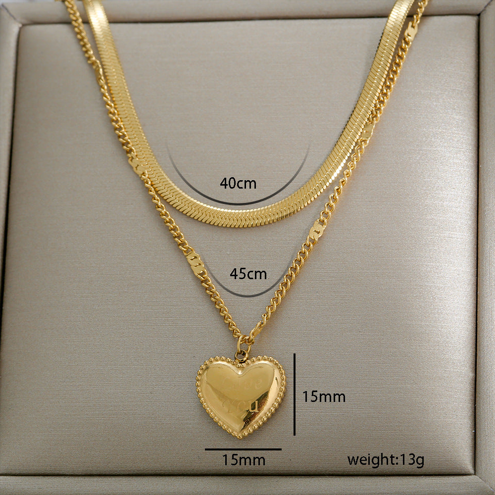 Collana corta a strati in acciaio inossidabile placcato con ciondolo a rosa floreale minimalista da donna con catena a lama