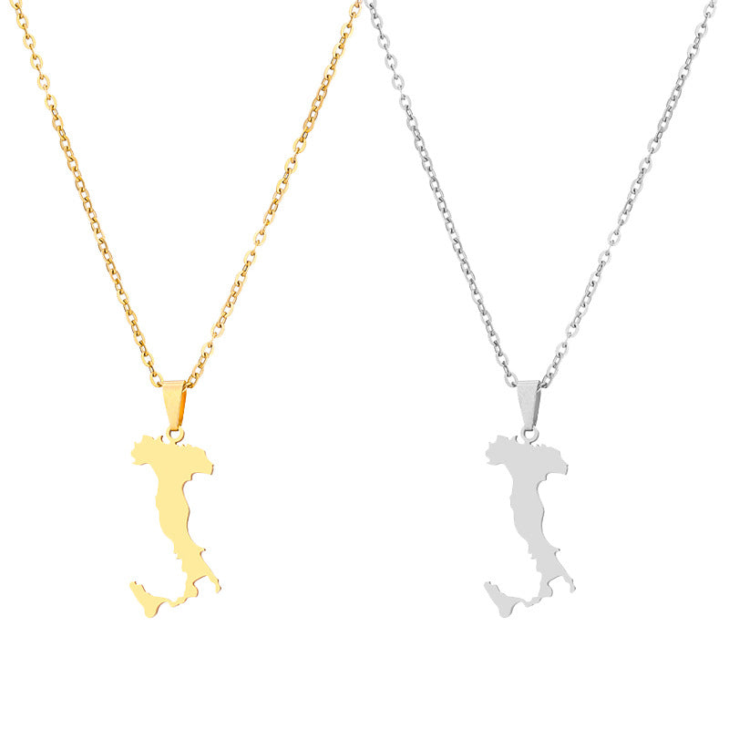 Collana pendente geometrica stile etnico in acciaio inossidabile con finitura placcata per donne e uomini, collana a strati a catena O minimalista