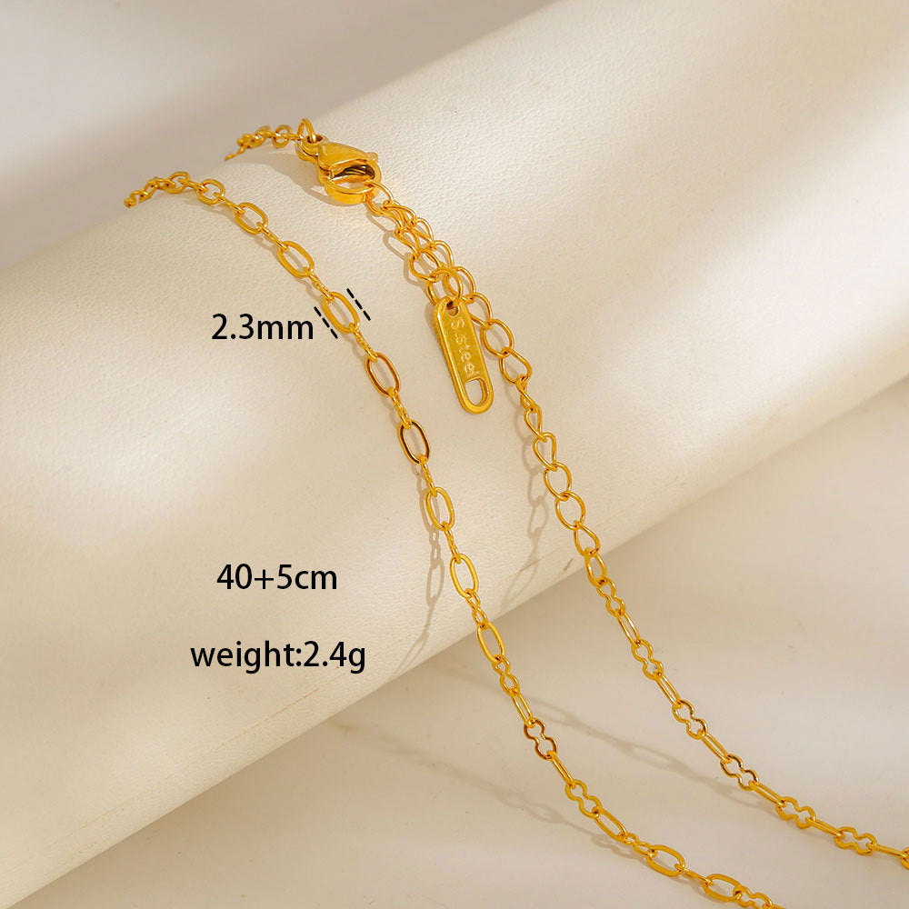 Collana con Ciondoli Geometrici Minimalisti in Acciaio al Titanio Placcato con Nappe, Charm Fai da Te per Donne