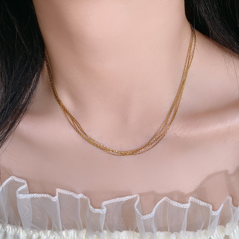 Hip-hop Minimalist Geometric Titanium Steel Plated Snake Chain Necklace for Unisex