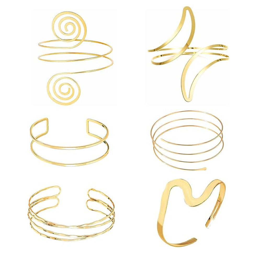 Punk Minimalist Moon Geometric Plated Alloy Arm Cuff for Women