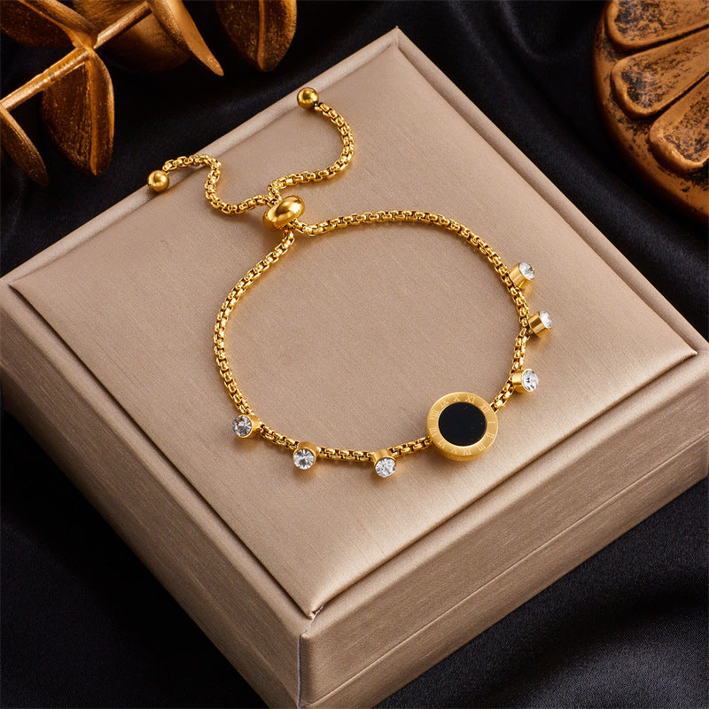 Pulsera Minimalista de Moda con Colgantes de Corazón Incrustado de Diamantes de Imitación, Perla, Mariposa y Serpiente en Cadena de Acero Inoxidable Chapada en Oro