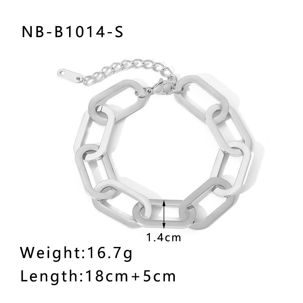 Punk Style Geometric Stainless Steel Bracelet with Thick Chain Design and 24K Gold Plated Finish