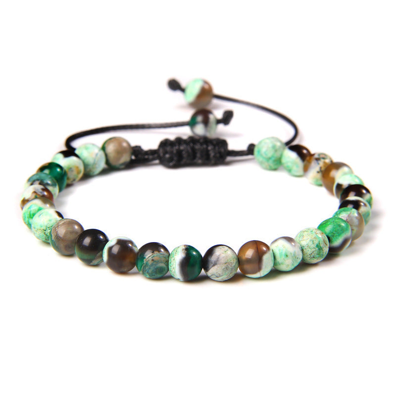 Sweet Sporty Geometric Natural White Crystal Stretch Bracelet 6mm Unisex Handmade Energy Bangle