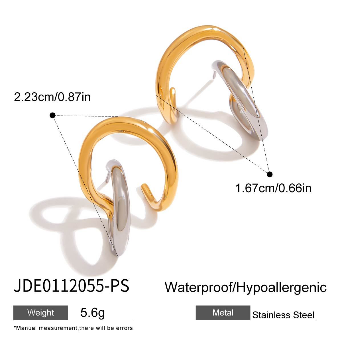 Color Block Geometric Stainless Steel and Titanium Steel Plated Ring and Earring Clip Set for Women