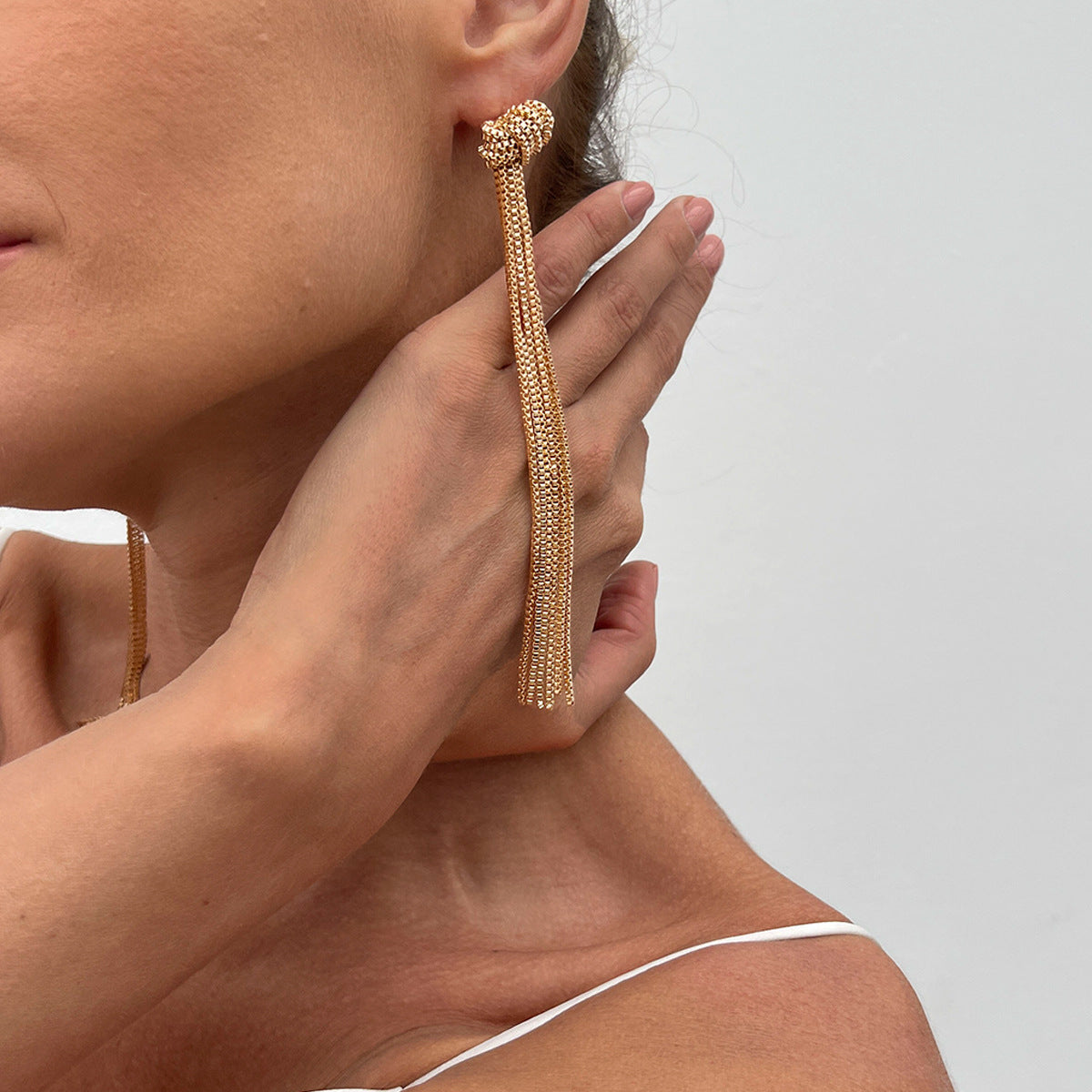 Minimalist Geometric Plated Iron Tassel Necklace for Women