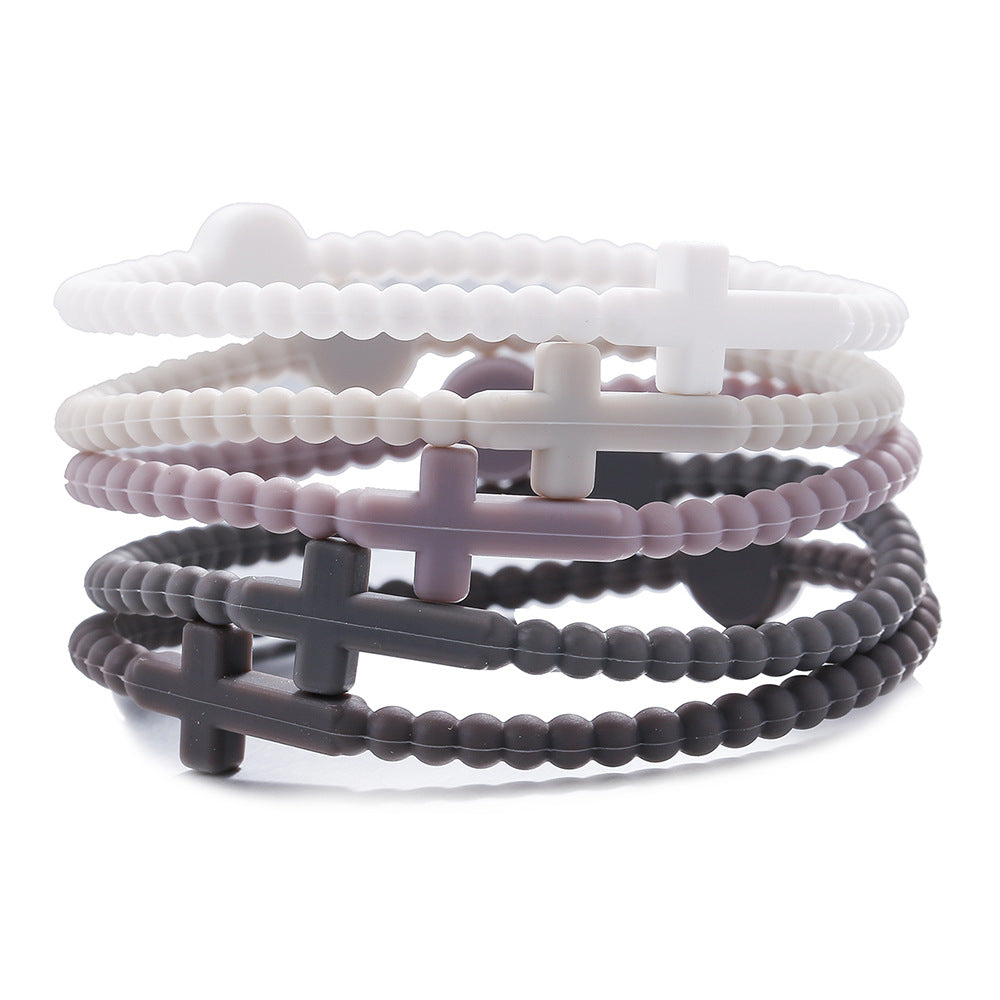Minimalist Geometric Cross Silicone Bracelet Handmade Unisex Jewelry