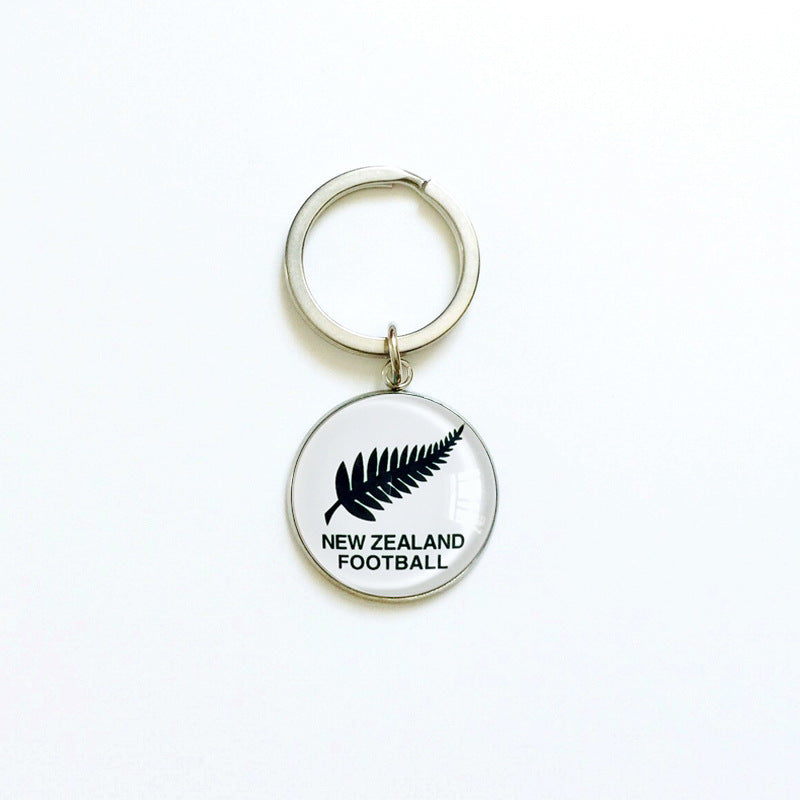 Sporty Round Stainless Steel Keychain National Football Team Souvenir Gift