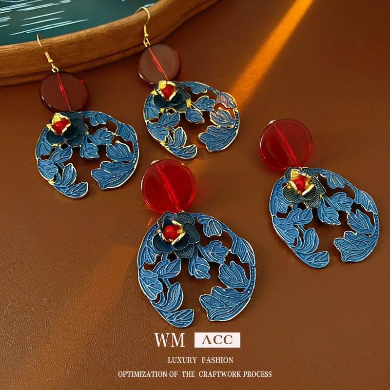 Vintage Chic Floral and Geometric Alloy Earrings with Gold Plating for Women Lightweight Elegant Ear Hooks