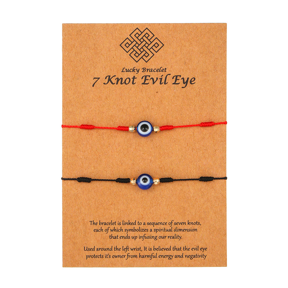 Unique Geometric Resin Braided Red String Bracelet with Evil Eye Charm for Unisex
