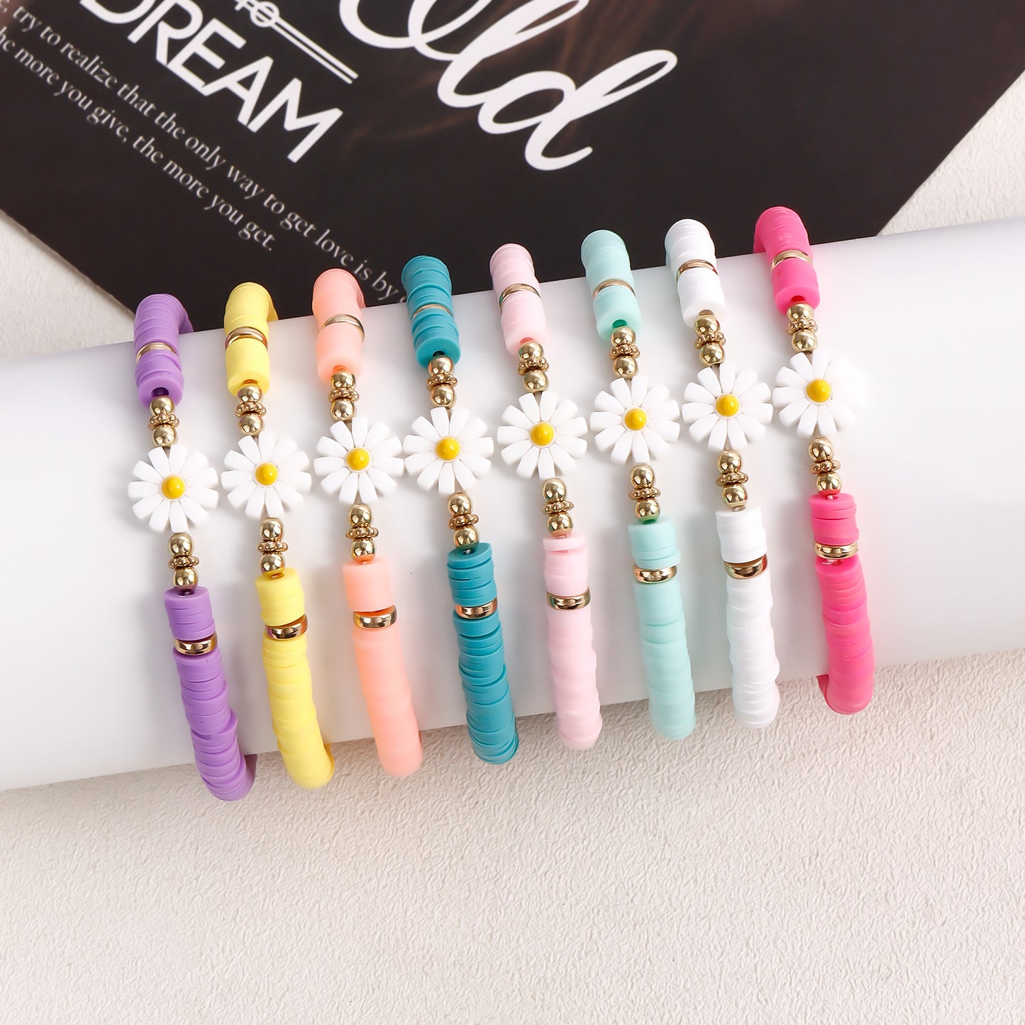 Casual Geometric Round Floral Resin Plated Bracelet for Women