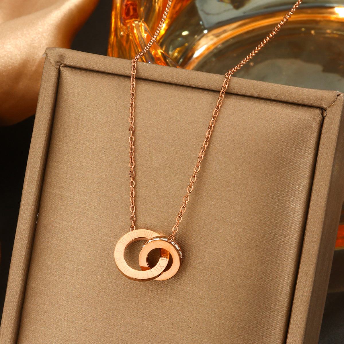 Elegant Titanium Steel Plated Multi-Layer Necklace with Heart Star Floral Geometric and Letter Pendants for Women