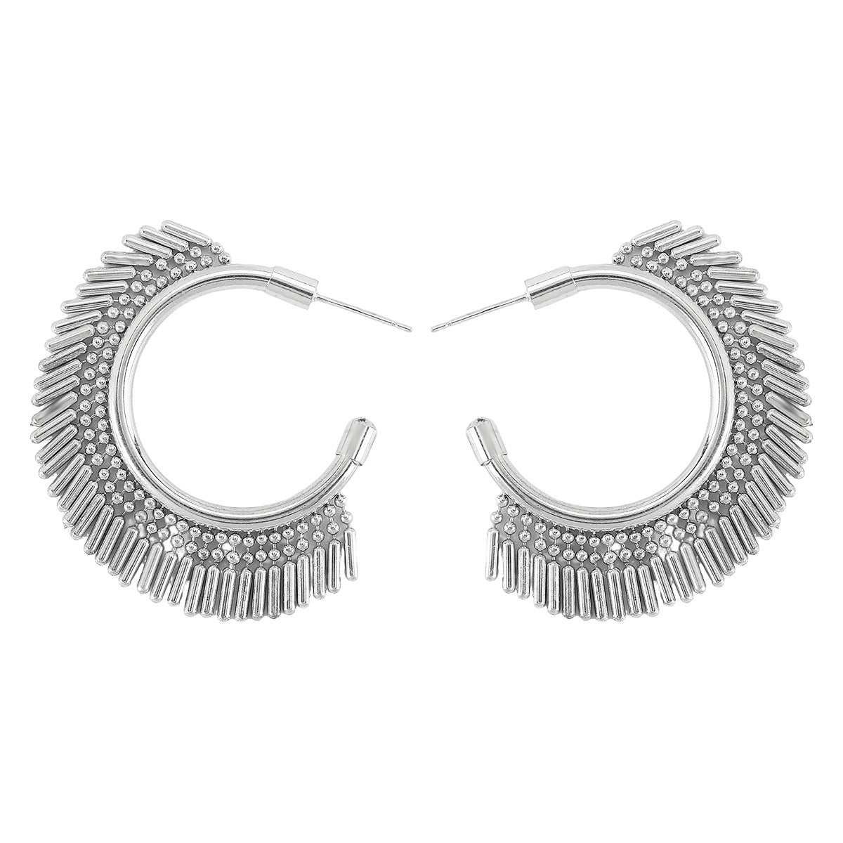 Orecchini da donna con nappe a cerchio in metallo geometrico a forma di C, in stile minimalista e alla moda, con finitura placcata