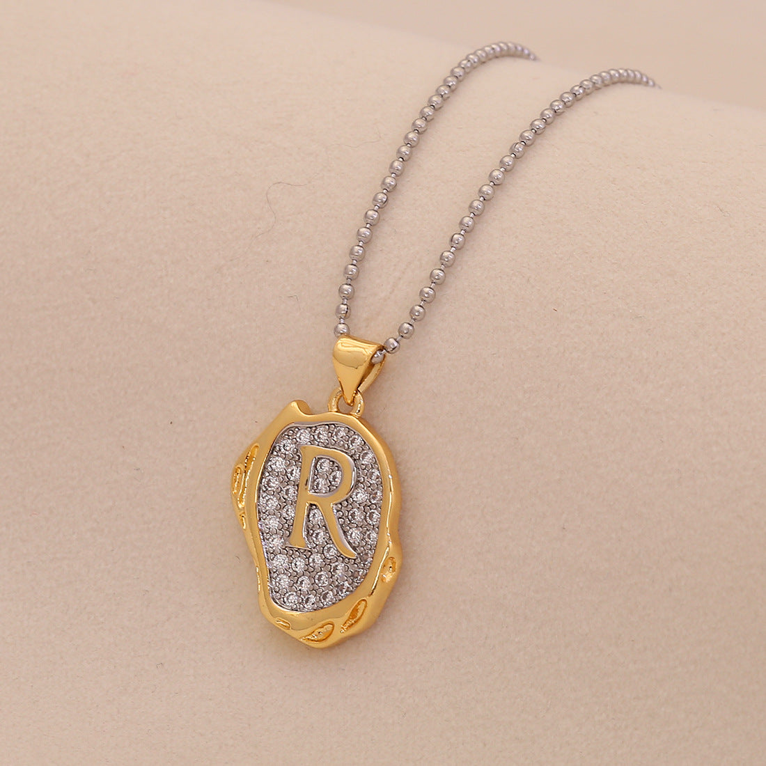 Retro Letter Pendant Necklace for Women in Brass with Minimalist Elegant Locket Style