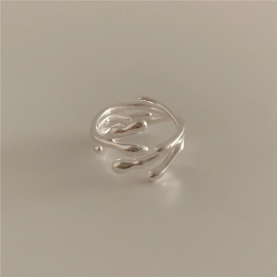 Anello placcato in argento sterling 925 con decorazioni floreali