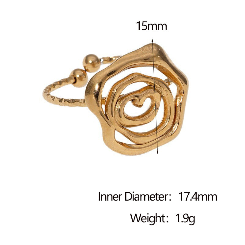 Anello Aperto Irregolare Geometrico Minimalista Gioielli da Donna in Acciaio Inossidabile Placcato Oro 18K