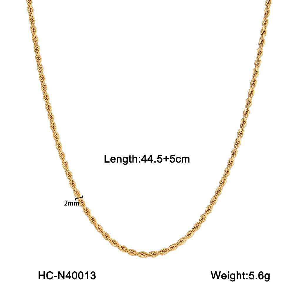 INS Style Geometric Twist Chain Necklace for Women Stainless Steel Plated Necklace