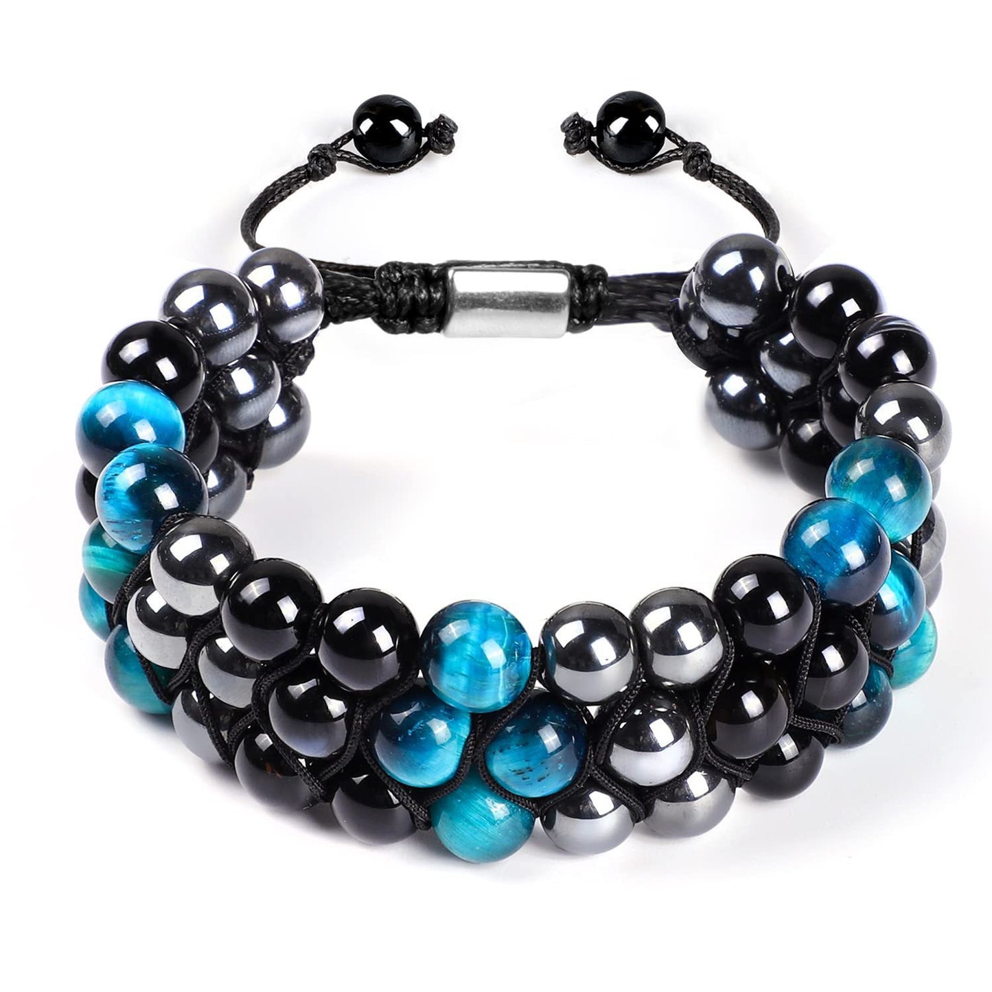 Unisex Animal Charm Alloy Bracelet with Natural Turquoise Agate and Crystal Stones