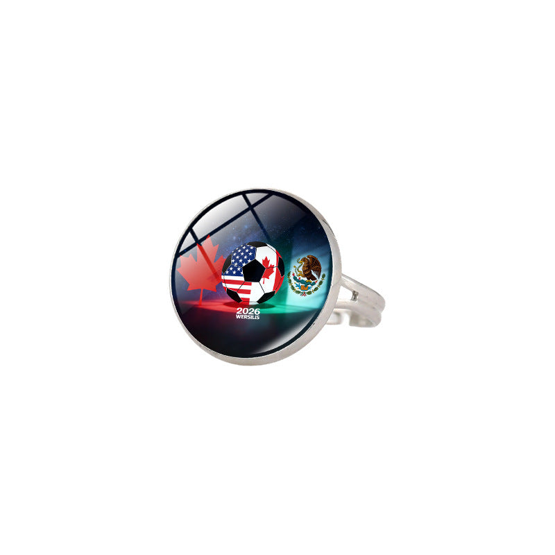 Vintage Sporty Geometric Alloy Plated Ring Unisex World Cup Trophy Pattern Jewelry