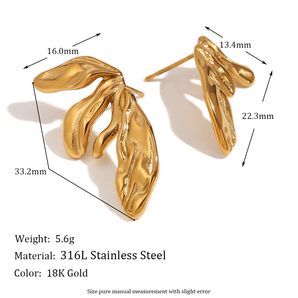 Fashionable Minimalist Geometric Hoop Earrings for Women Stainless Steel with 18K Gold Plating