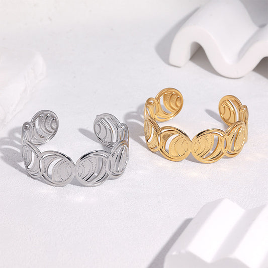 Minimalist Geometric Oval Titanium Steel Bracelet for Women