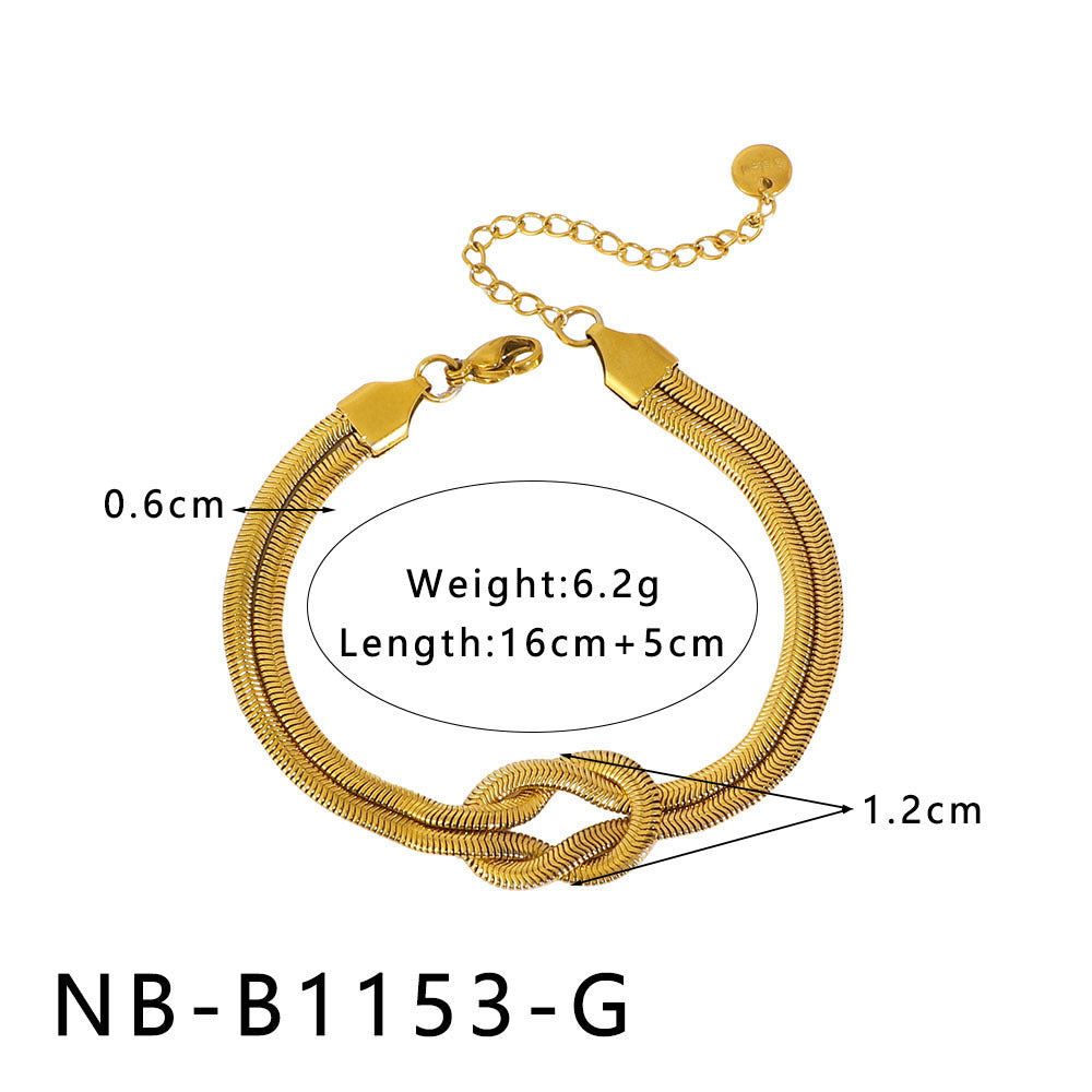 Minimalist Geometric Stainless Steel Snake Chain Necklace with 18K Gold Plating for Women