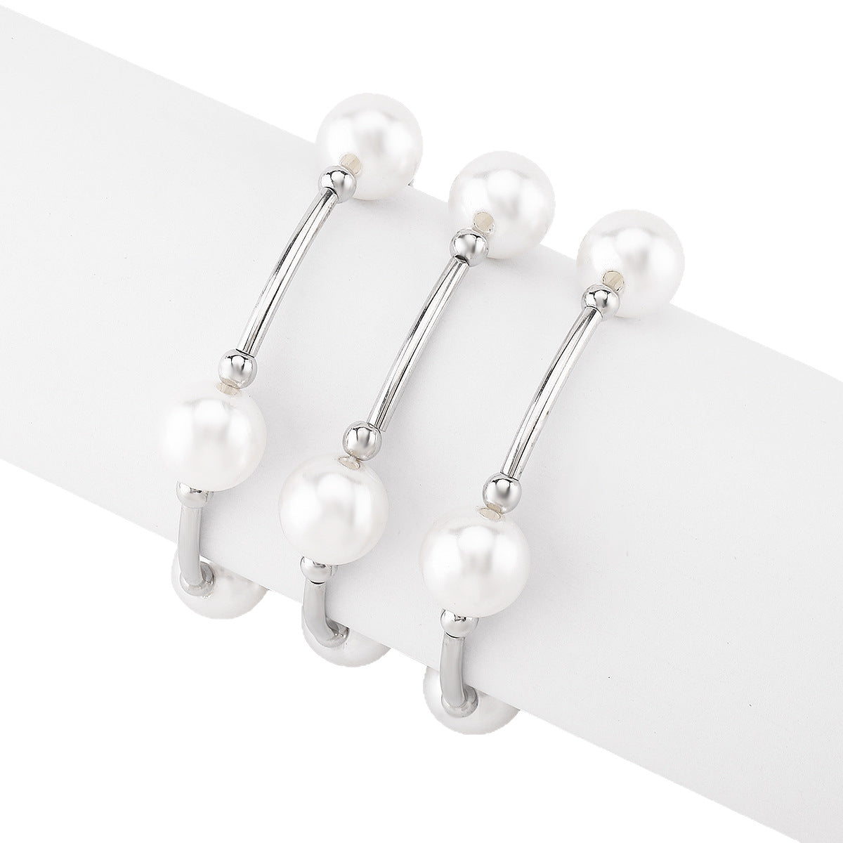 Bracciale minimalista geometrico in lega con perle simulate da donna, elegante regalo da viaggio