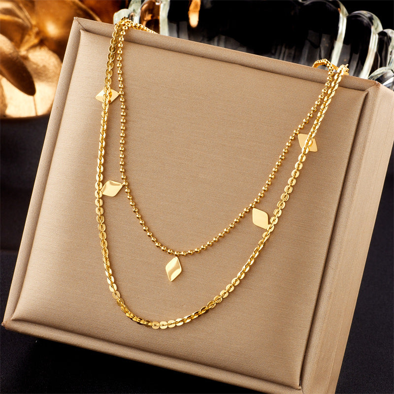 Collana da Donna Minimalista alla Moda in Acciaio Inossidabile con Ciondolo a Stella e Cuore Irregolare Multistrato