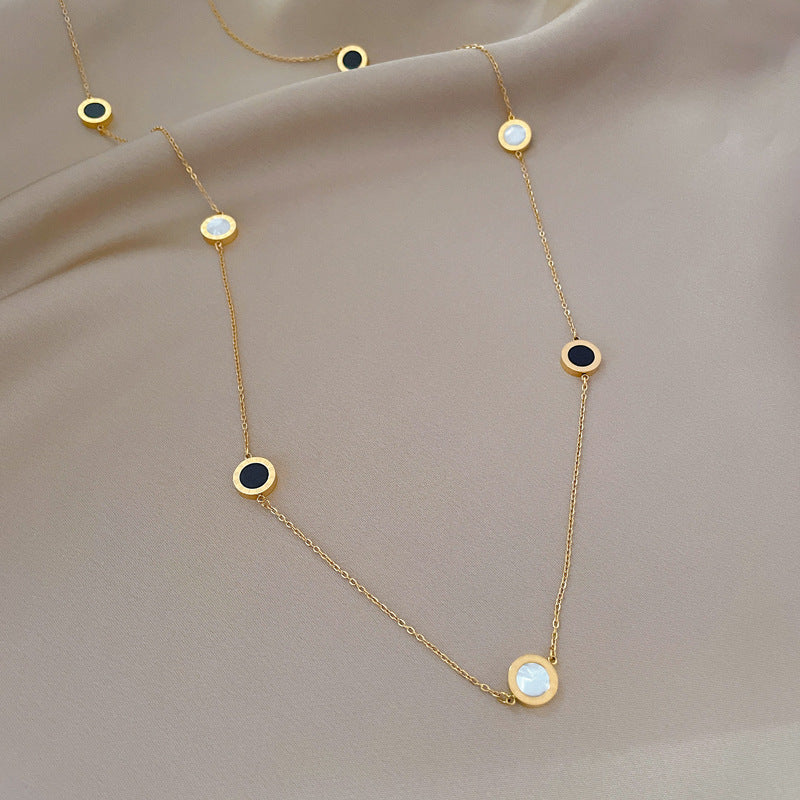 Collana con Ciondolo Geometrico Minimalista in Acciaio al Titanio Placcato Oro per Donna e Uomo