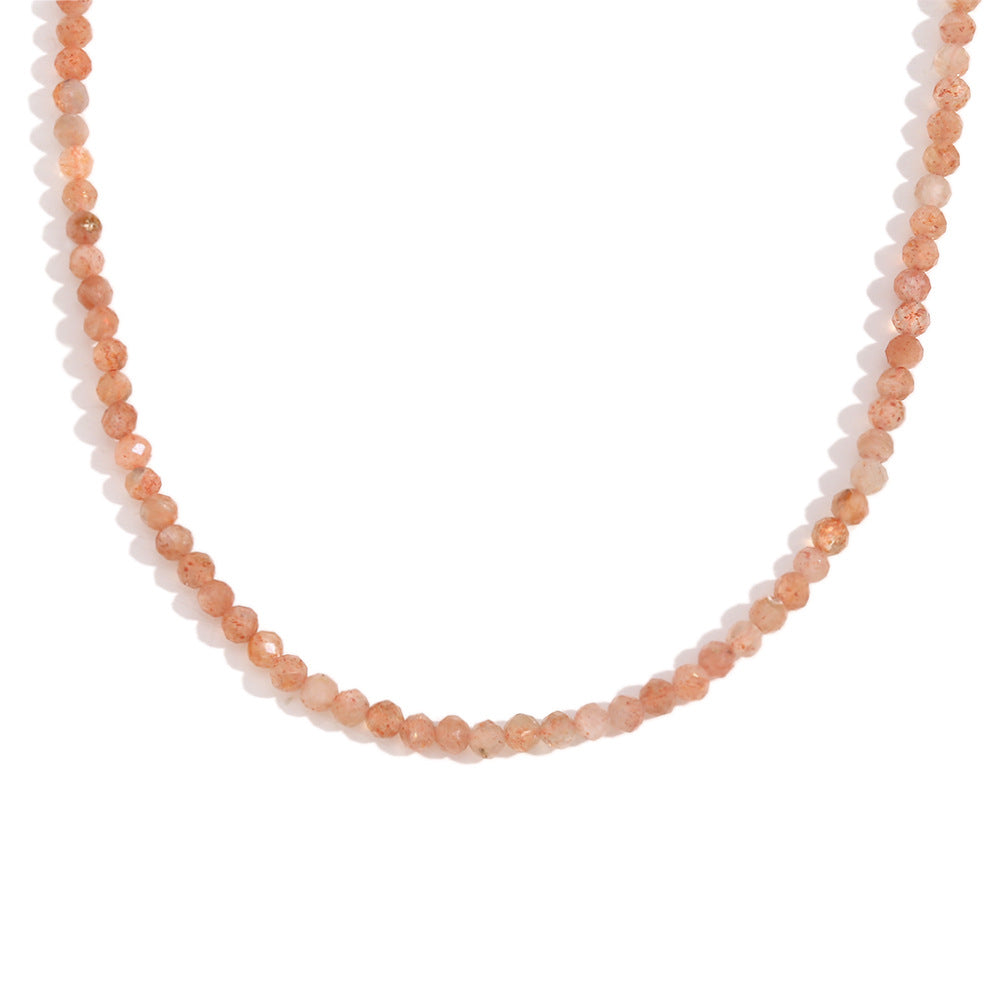 Collar de Cuentas de Acero Inoxidable Bañado en Oro de 18K con Diseño Geométrico de Moda y Piedras Naturales para Mujer