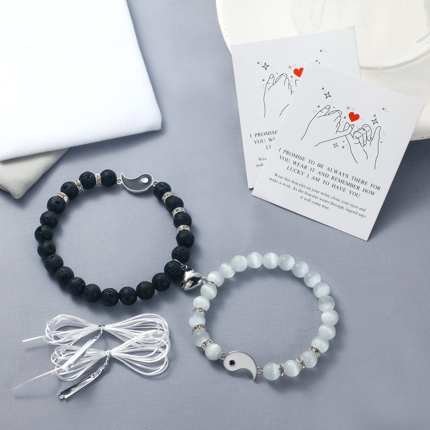 Minimalist Geometric Natural Turquoise Beaded Bracelet Unisex Yin Yang Tai Chi Charm